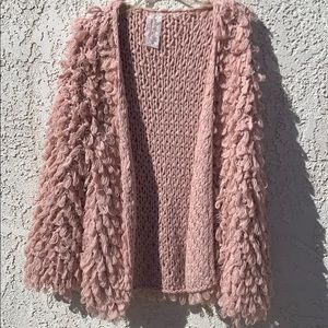 Pink Shaggy Cardigan